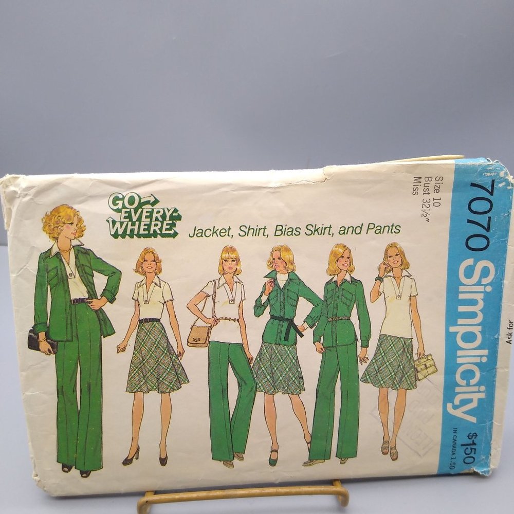Vintage Sewing PATTERN Simplicity 7070, Go Everywhere Misses 1975 Jacket Pants